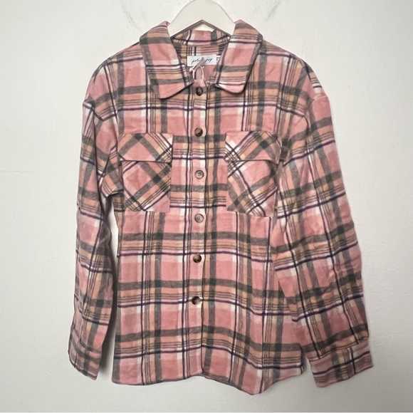 NWT Petal & Pup Tristan pink plaid shirt jacket shacket - Picture 8 of 10